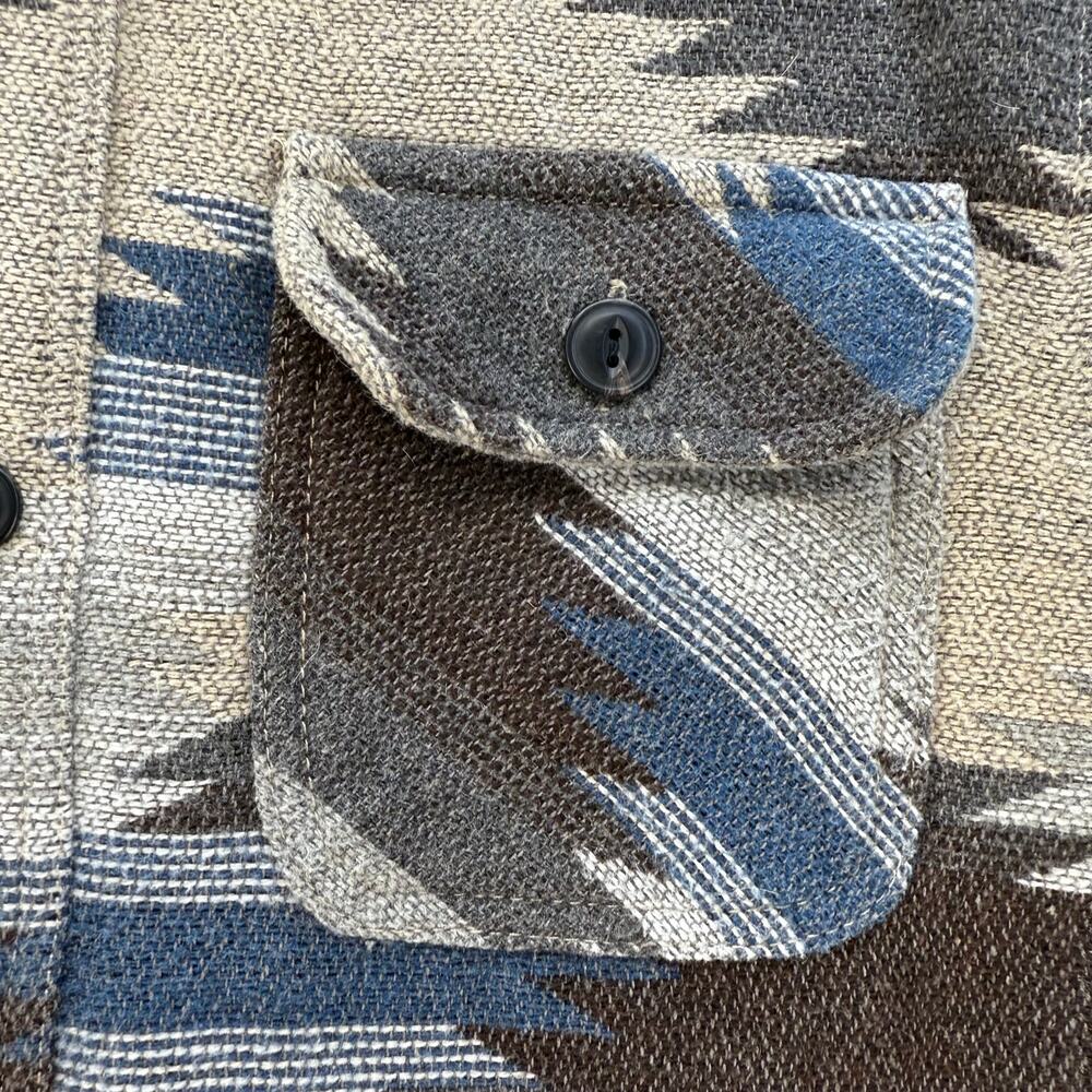 Jachs New York Shacket Men's M Brown Blue Tan Aztec 10% Wool Southwestern EUC - Picture 7 of 16